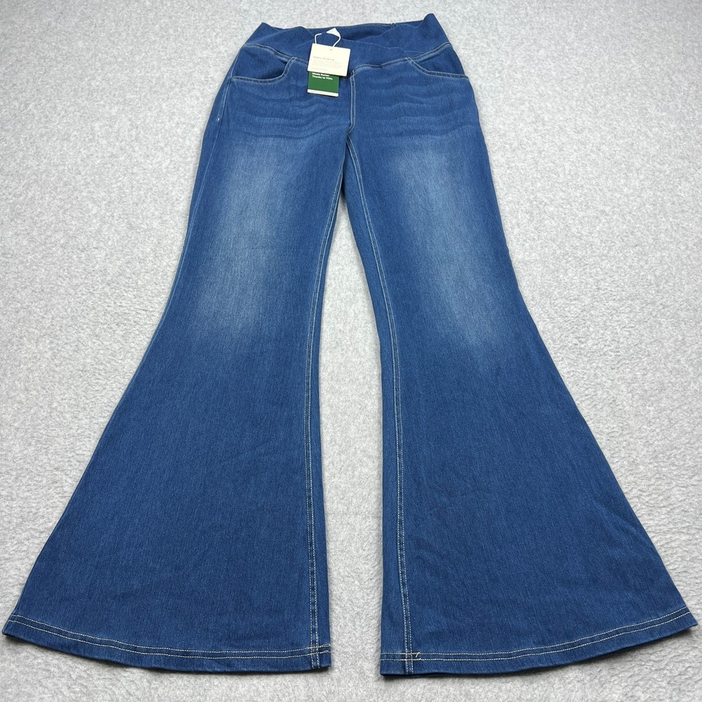 NEW Halara Flex Flare Jeans Women's Medium Blue Crossover Stretch Denim Pocket
